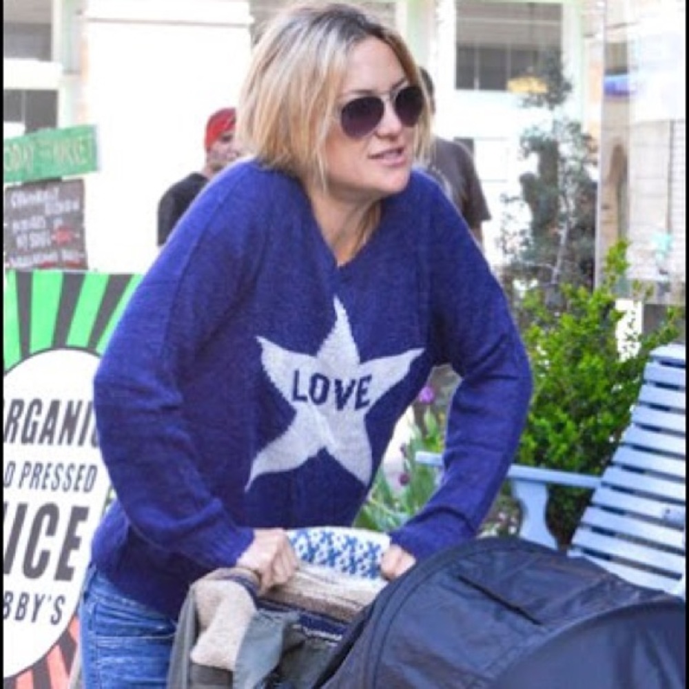 291 Venice Love Star Sweater Blue Size 1 Alpaca